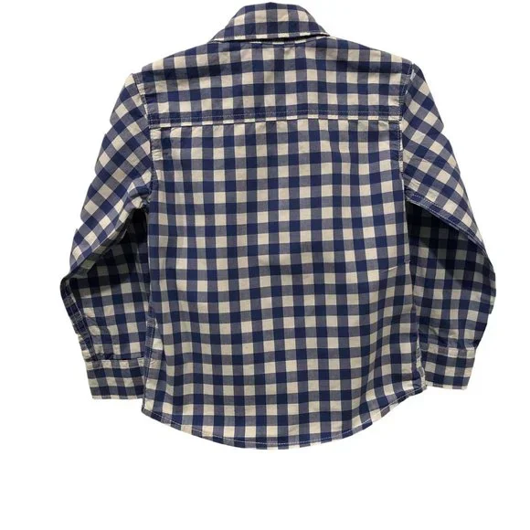 Carter's Boy Toddler Plaid Button Down Shirt Blue White Size 4T - Picture 2 of 11